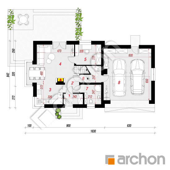 gotowy projekt Dom w rododendronach 7 (G2N) rzut parteru