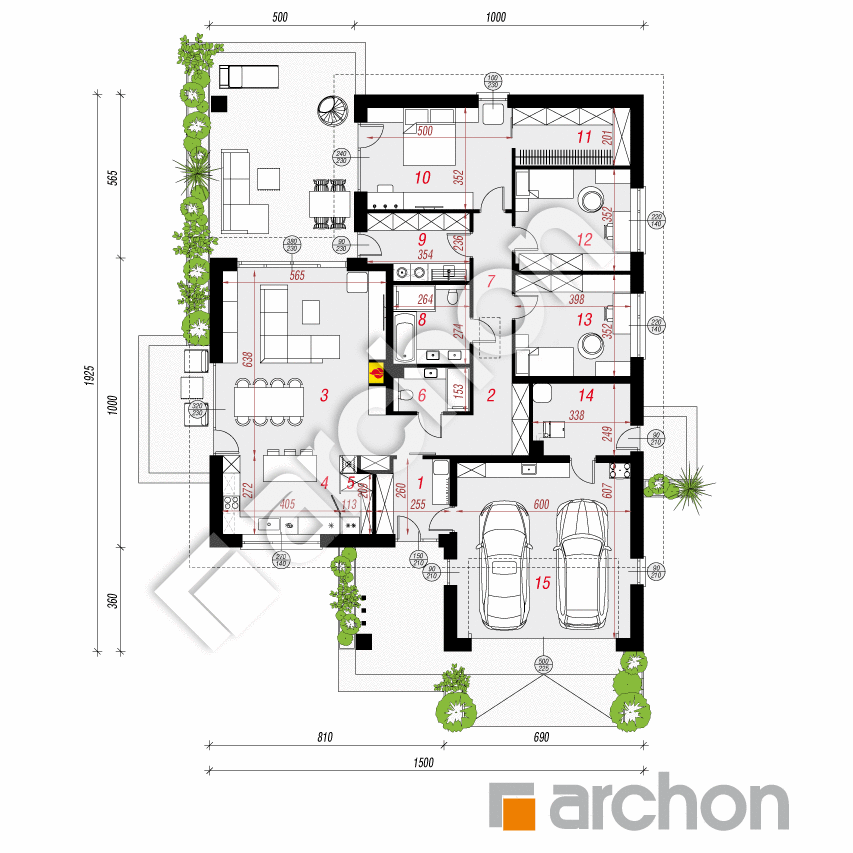 gotowy projekt Dom w anodach (G2E) rzut parteru