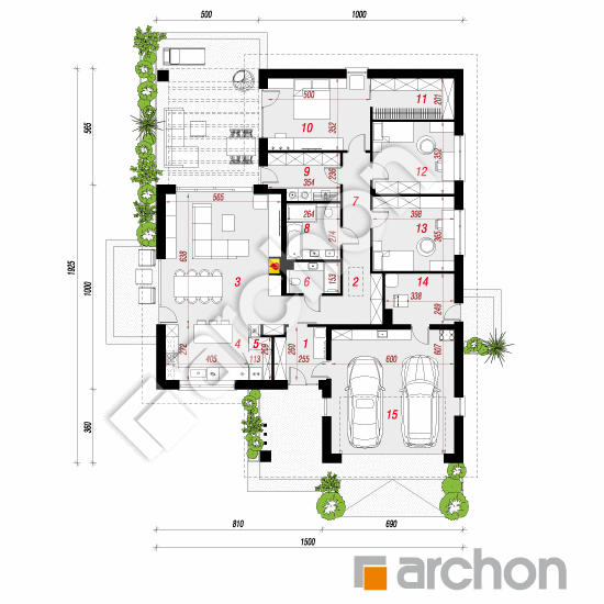 gotowy projekt Dom w anodach (G2E) rzut parteru