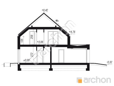 gotowy projekt Dom w pierzastkach (G2E) przekroj budynku