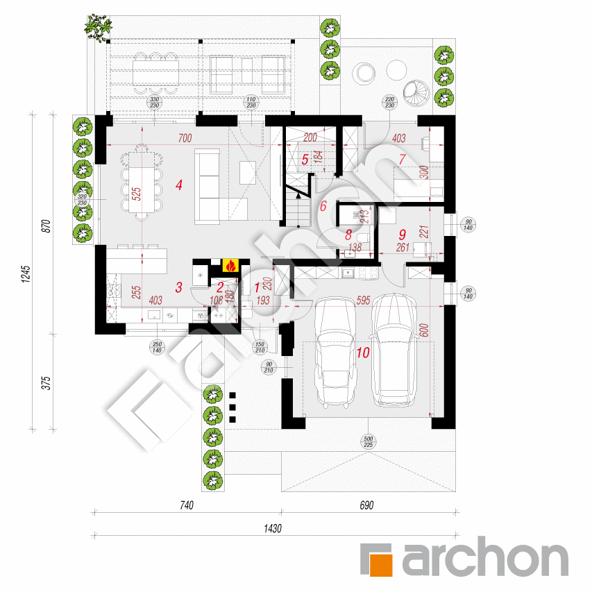 gotowy projekt Dom w arganiach 2 (G2E) rzut parteru