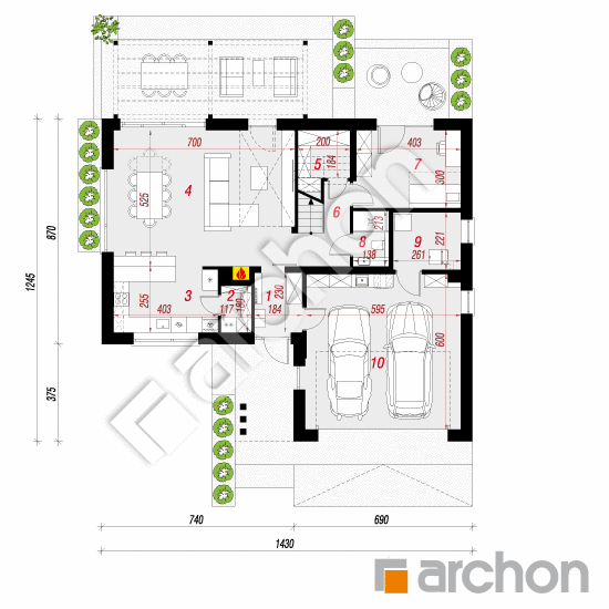 gotowy projekt Dom w arganiach 2 (G2E) rzut parteru