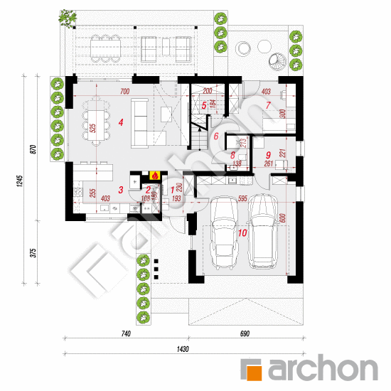 gotowy projekt Dom w arganiach 2 (G2E) rzut parteru