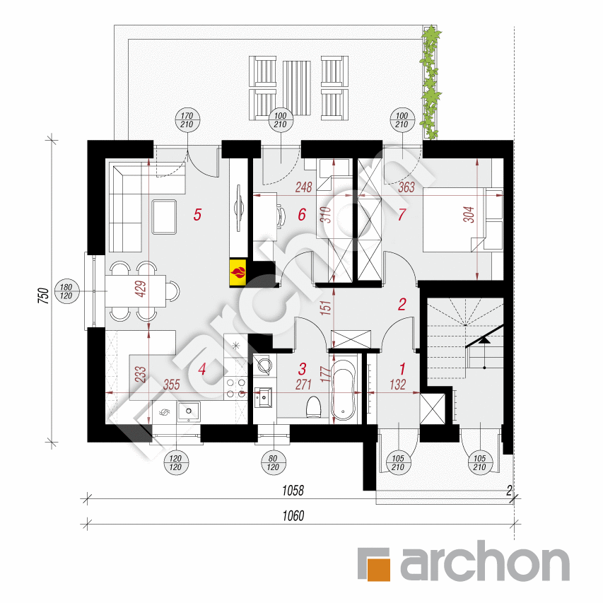 gotowy projekt Dom w halezjach (R2B) rzut parteru
