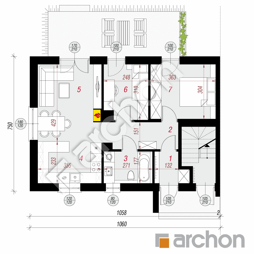 gotowy projekt Dom w halezjach (R2B) rzut parteru