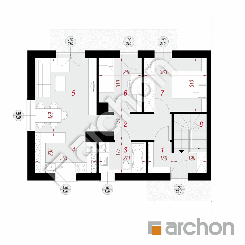 gotowy projekt Dom w halezjach (R2B) rzut poddasza
