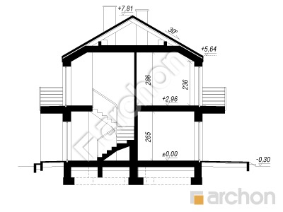 gotowy projekt Dom w halezjach (R2B) przekroj budynku