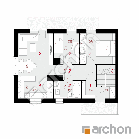 gotowy projekt Dom w halezjach (R2B) rzut poddasza