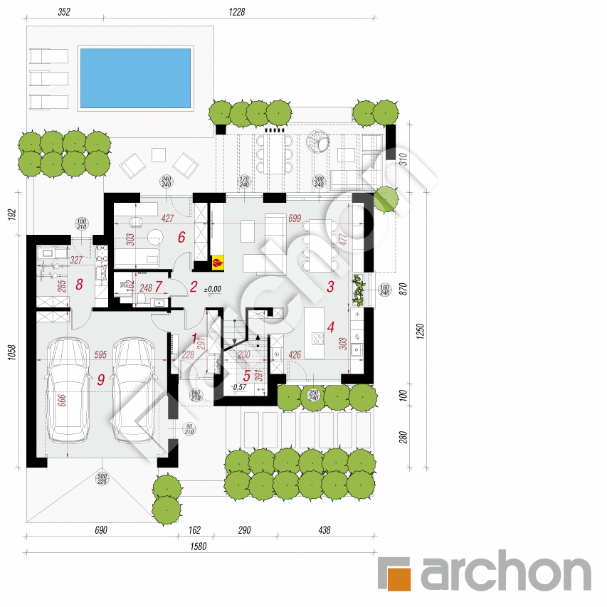 gotowy projekt Willa Tahani (G2E) rzut parteru