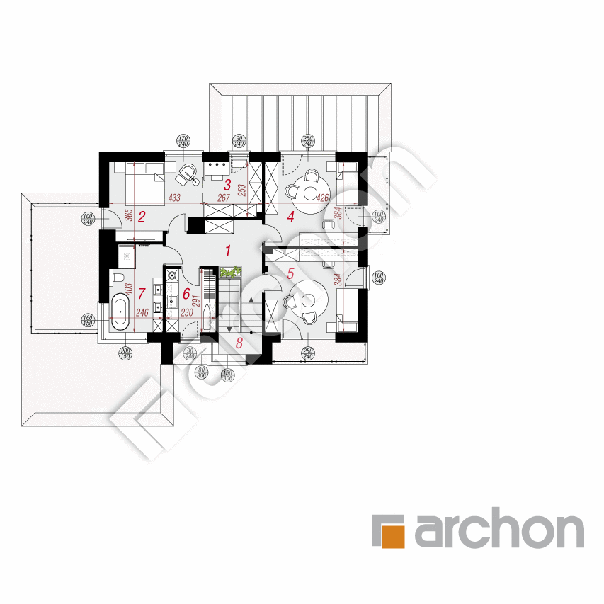 gotowy projekt Willa Tahani (G2E) rzut piętra