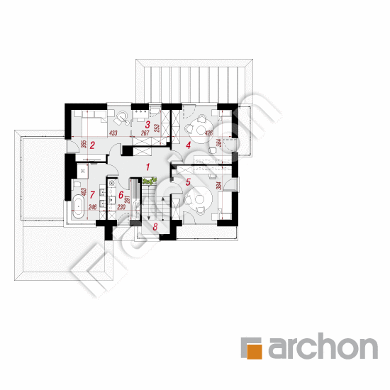 gotowy projekt Willa Tahani (G2E) rzut piętra
