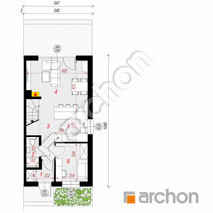 gotowy projekt Dom w riveach (B) rzut parteru