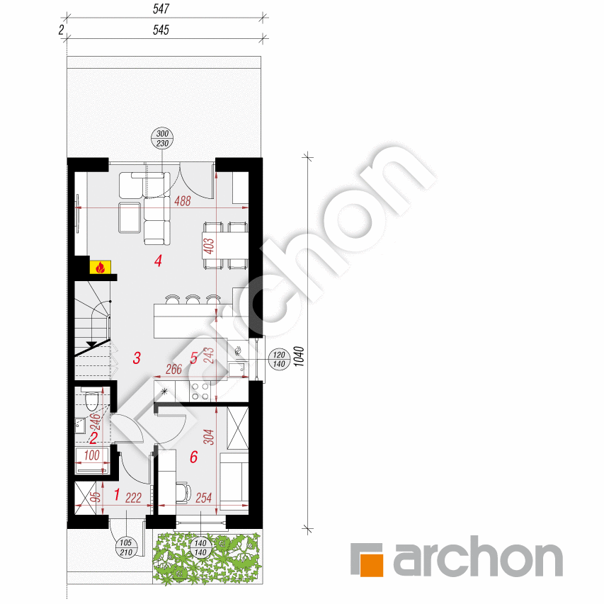 gotowy projekt Dom w riveach (B) rzut parteru