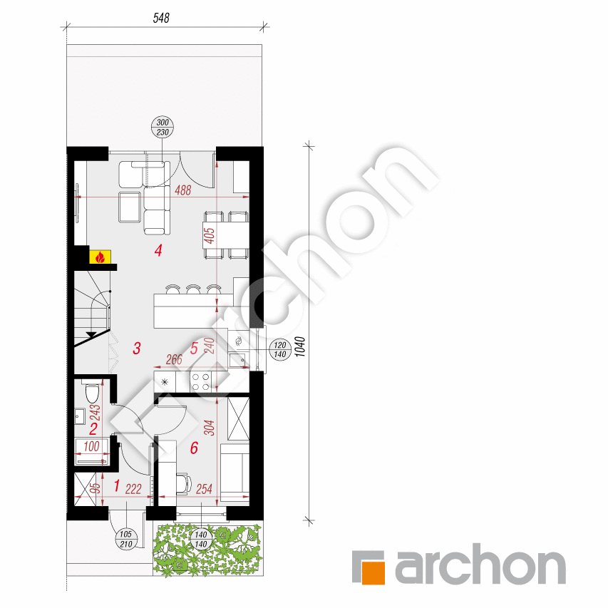 gotowy projekt Dom w riveach (B) rzut parteru