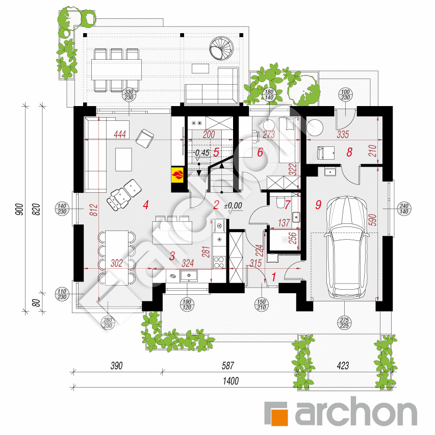 gotowy projekt Dom w wisteriach 24 (G) rzut parteru