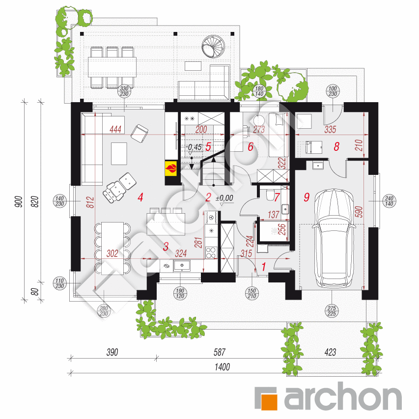 gotowy projekt Dom w wisteriach 24 (G) rzut parteru