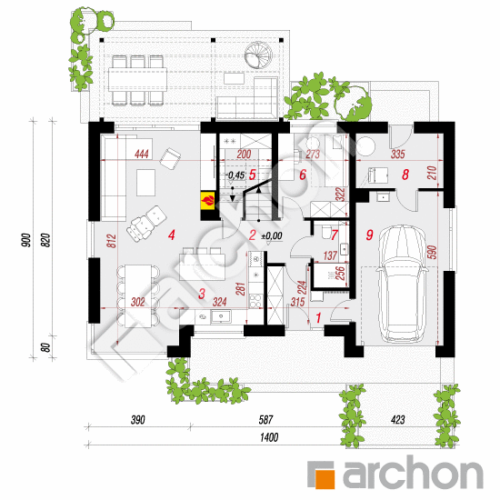 gotowy projekt Dom w wisteriach 24 (G) rzut parteru