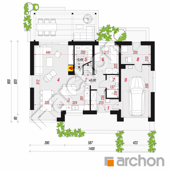 gotowy projekt Dom w wisteriach 24 (G) rzut parteru