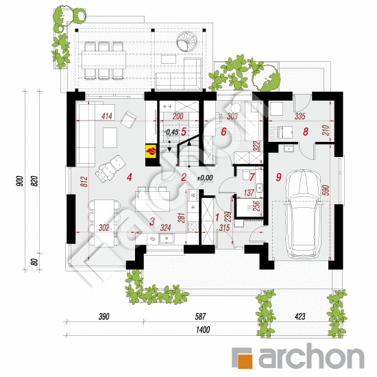 gotowy projekt Dom w wisteriach 24 (G) rzut parteru
