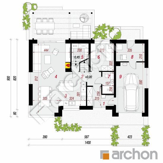 gotowy projekt Dom w wisteriach 24 (G) rzut parteru