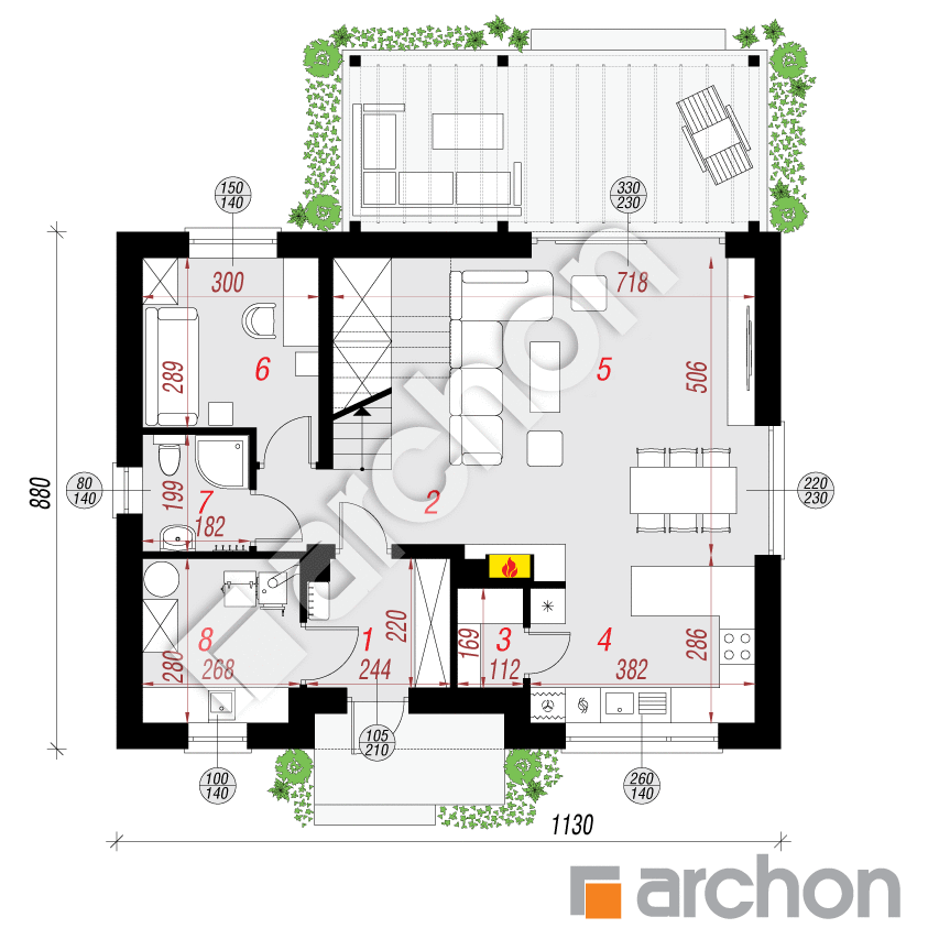 gotowy projekt Dom w zielistkach 16 rzut parteru