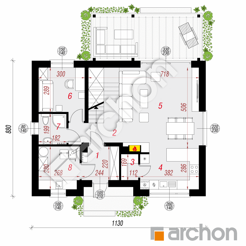 gotowy projekt Dom w zielistkach 16 rzut parteru