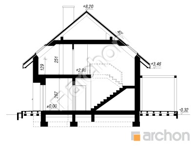 gotowy projekt Dom w zielistkach 16 przekroj budynku