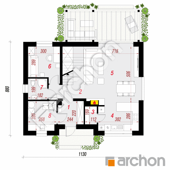 gotowy projekt Dom w zielistkach 16 rzut parteru