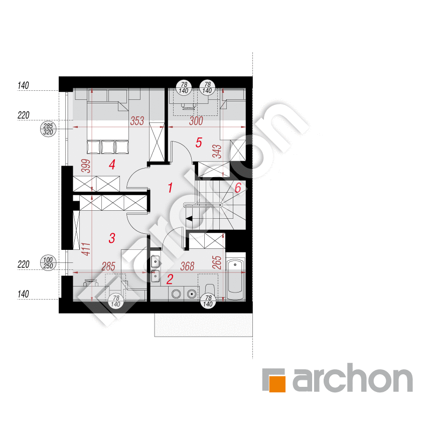 gotowy projekt Dom w arkadiach 9 (B) rzut poddasza