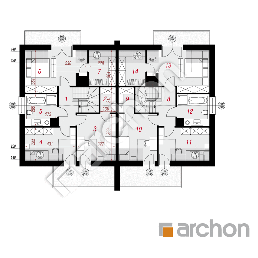 gotowy projekt Dom pod agawami 2 (R2) rzut poddasza