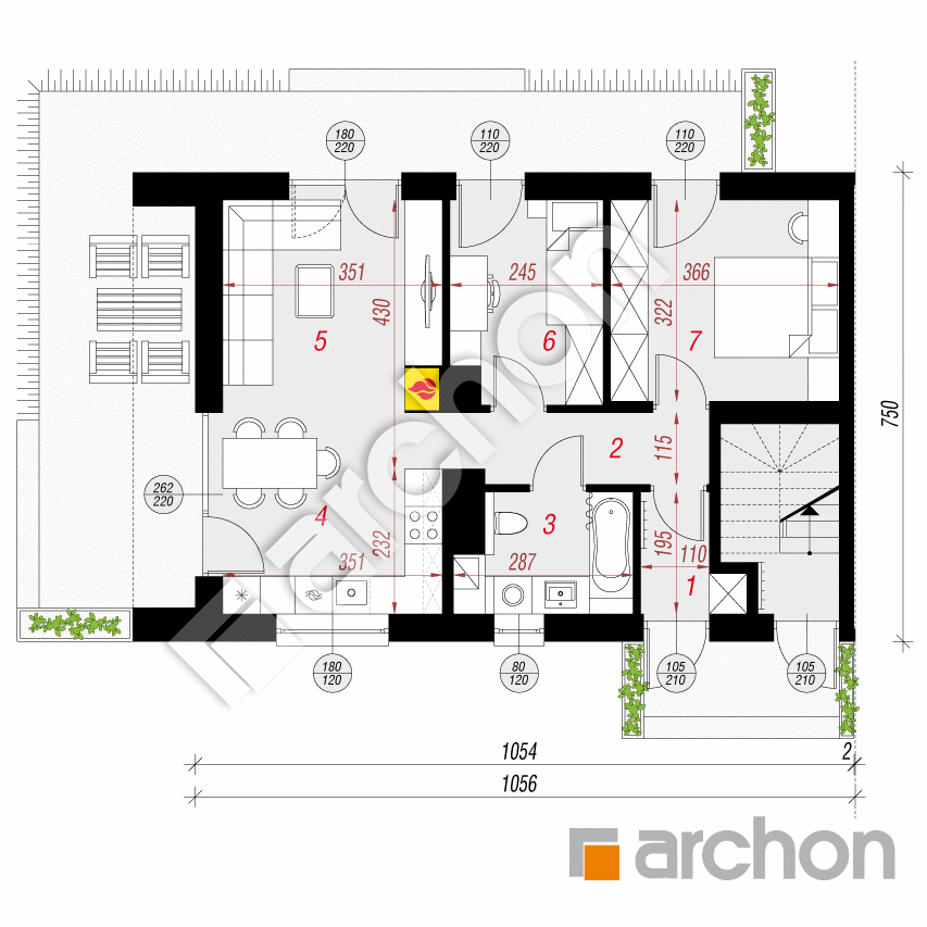 gotowy projekt Dom w halezjach 7 (R2B) rzut parteru