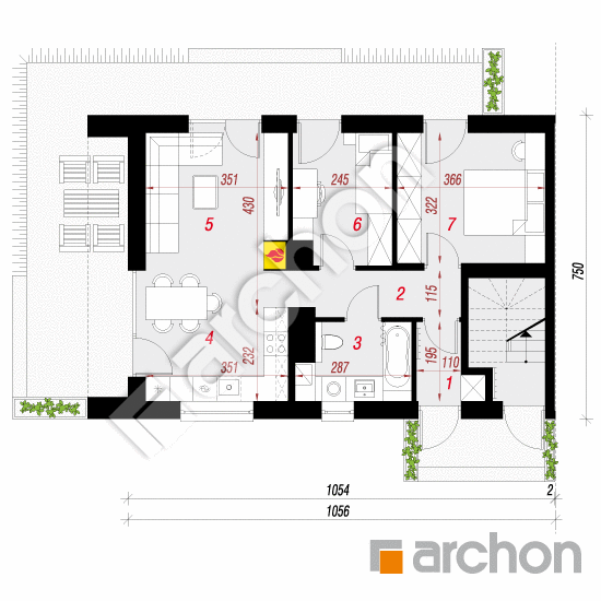 gotowy projekt Dom w halezjach 7 (R2B) rzut parteru