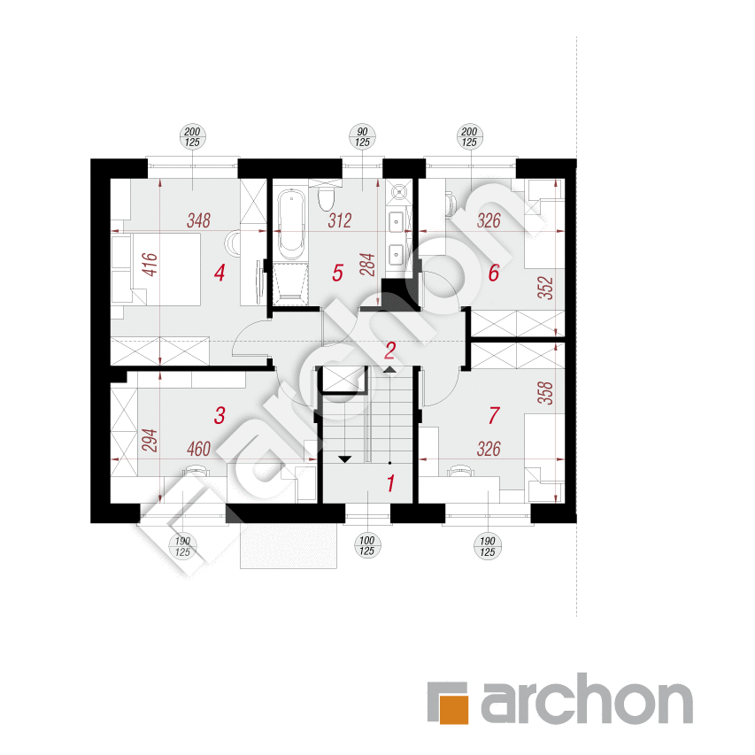 gotowy projekt Dom w zimokwiatach 4 (GB) rzut poddasza