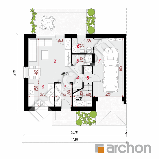 gotowy projekt Dom w zimokwiatach 4 (GB) rzut parteru