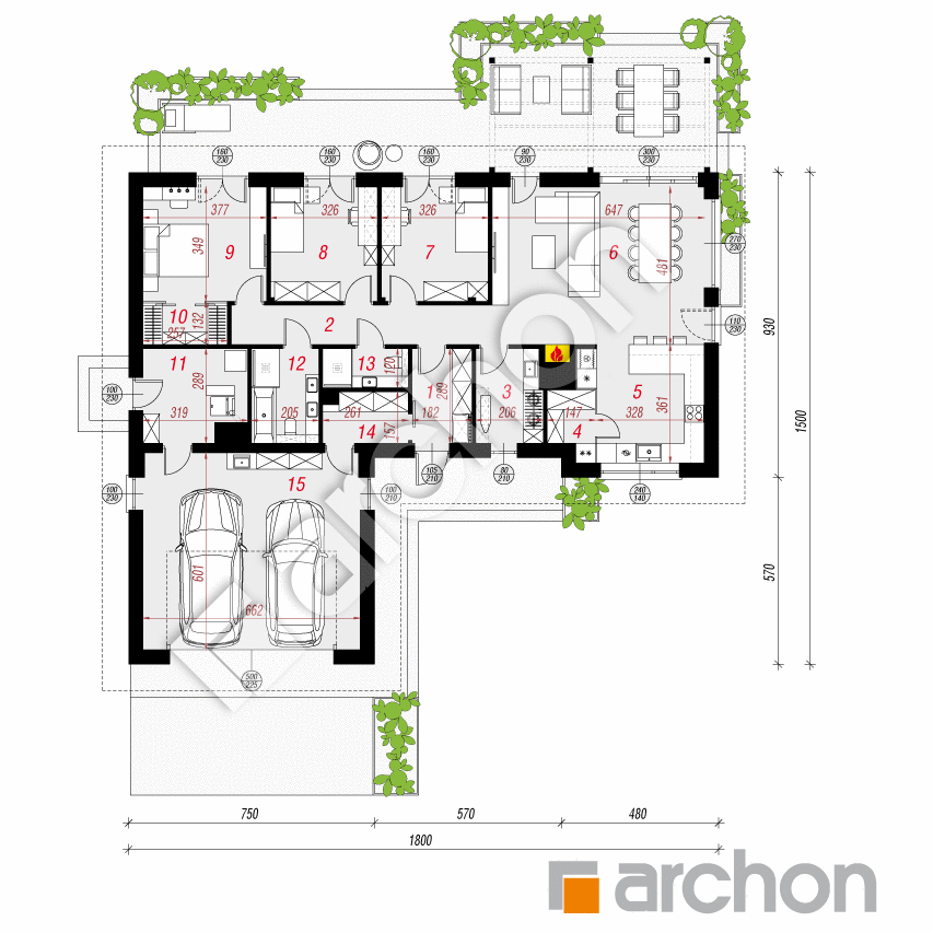 gotowy projekt Dom w kosaćcach 62 (G2) rzut parteru