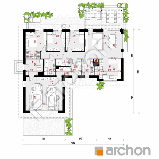 gotowy projekt Dom w kosaćcach 62 (G2) rzut parteru