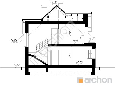 gotowy projekt Dom w majeranku 2 (AT) przekroj budynku