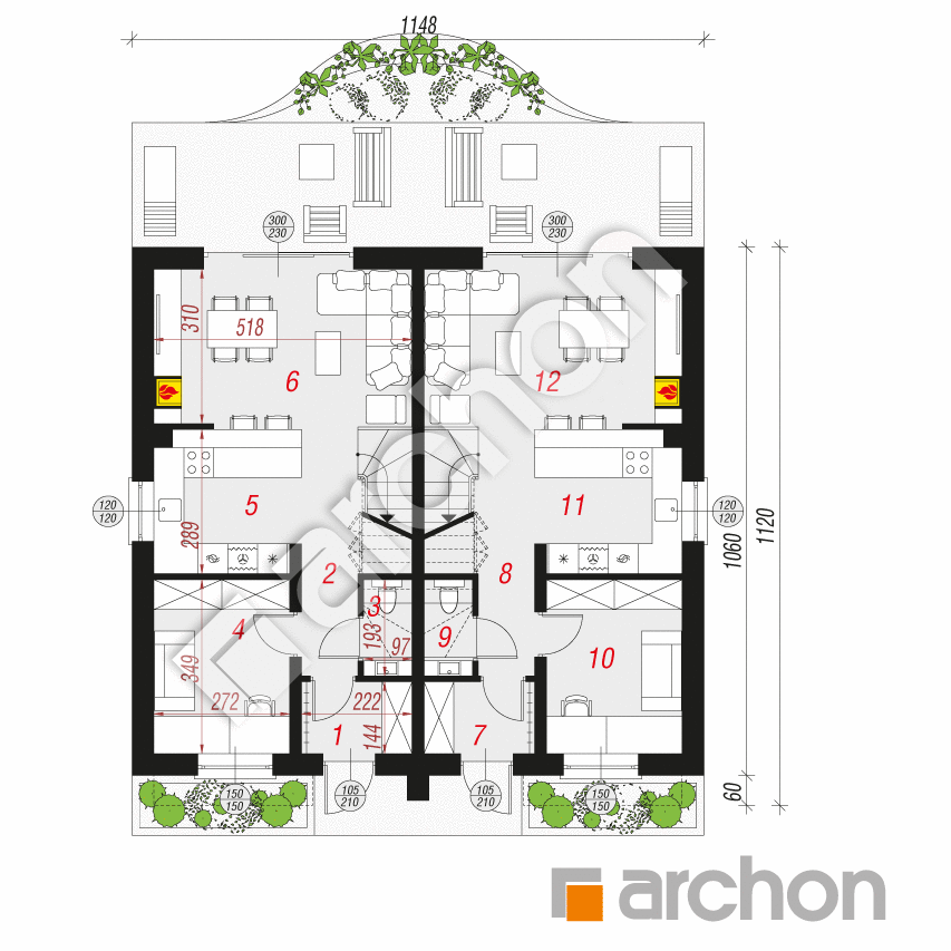 gotowy projekt Dom pod miłorzębem 10 (R2) rzut parteru