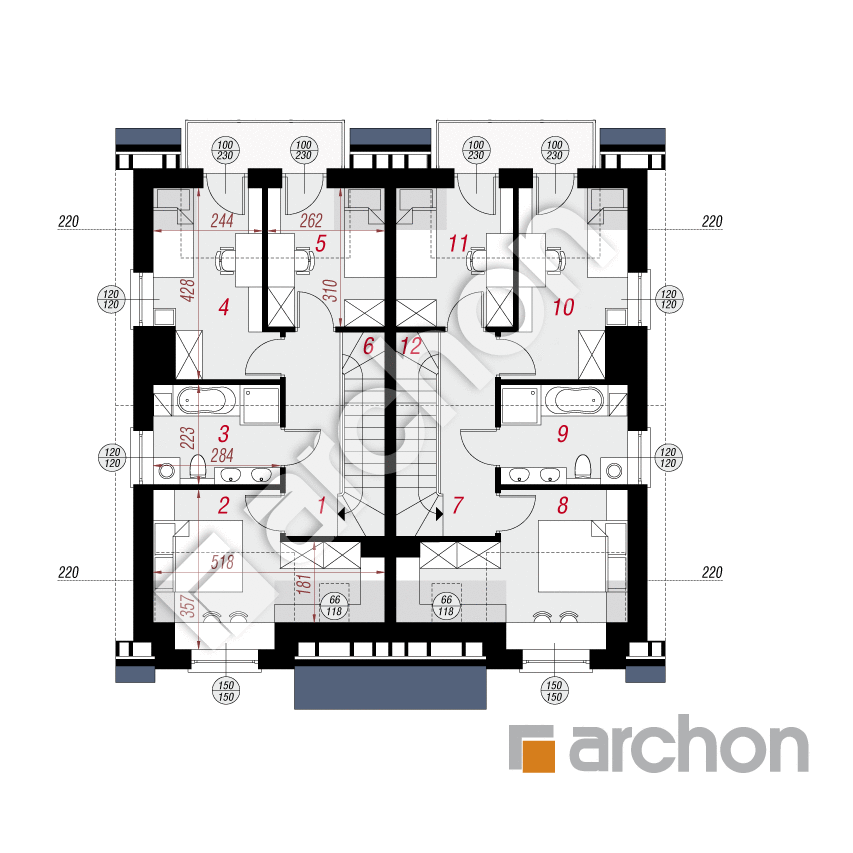 gotowy projekt Dom pod miłorzębem 10 (R2) rzut poddasza