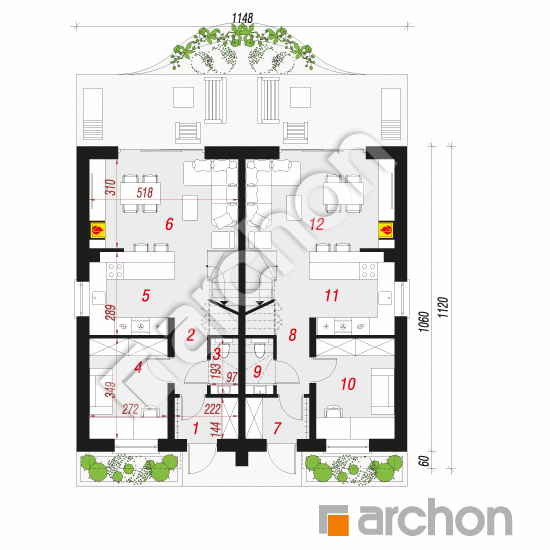 gotowy projekt Dom pod miłorzębem 10 (R2) rzut parteru