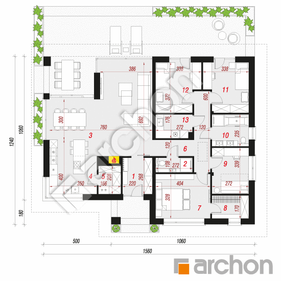 gotowy projekt Dom w przebiśniegach 24 rzut parteru