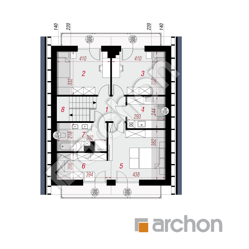 gotowy projekt Dom w szkarłatkach 6 (E) rzut poddasza
