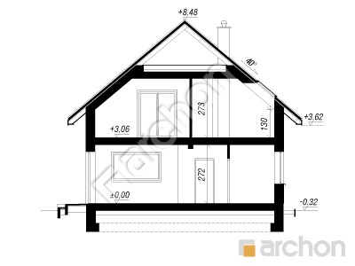 gotowy projekt Dom w szkarłatkach 6 (E) przekroj budynku