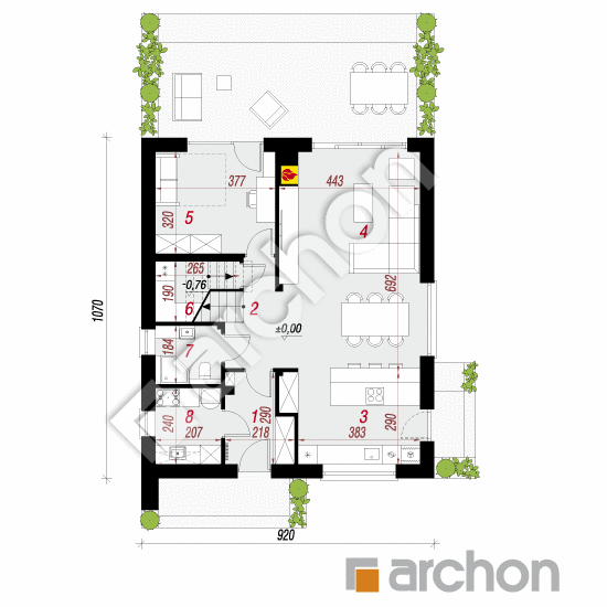 gotowy projekt Dom w szkarłatkach 6 (E) rzut parteru