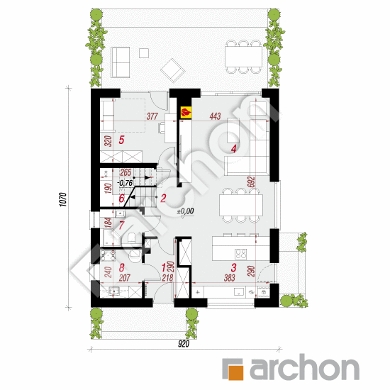 gotowy projekt Dom w szkarłatkach 6 (E) rzut parteru