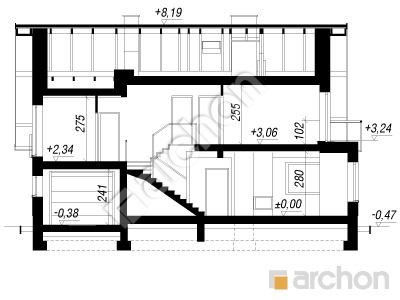 gotowy projekt Dom w rododendronach 8 (NM) przekroj budynku