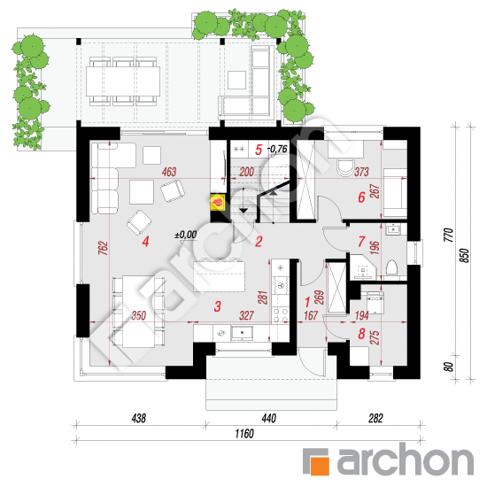 gotowy projekt Dom w wisteriach 15 (A) rzut parteru