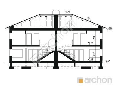 gotowy projekt Willa Julia 4 (R2) przekroj budynku