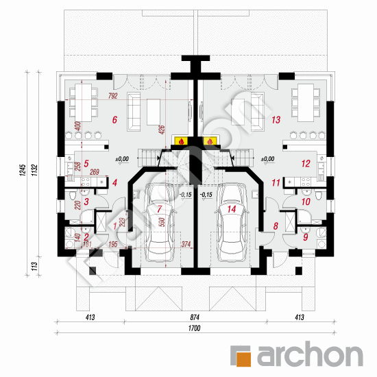 gotowy projekt Willa Julia 4 (R2) rzut parteru