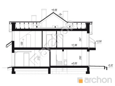 gotowy projekt Dom pod miłorzębem 7 (GR2) przekroj budynku